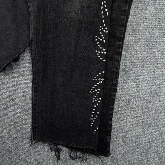 Levis Premium 501 Jeans Black Embellished Studded Denim Charcoal Wash 32x26 - Picture 8 of 16